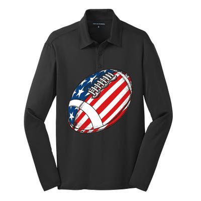 Football Ball American Flag U.S.A. Great Gifts Idea Silk Touch Performance Long Sleeve Polo