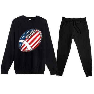 Football Ball American Flag U.S.A. Great Gifts Idea Premium Crewneck Sweatsuit Set