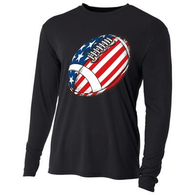 Football Ball American Flag U.S.A. Great Gifts Idea Cooling Performance Long Sleeve Crew