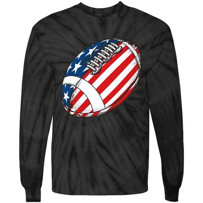 Football Ball American Flag U.S.A. Great Gifts Idea Tie-Dye Long Sleeve Shirt