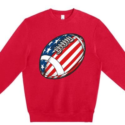 Football Ball American Flag U.S.A. Great Gifts Idea Premium Crewneck Sweatshirt