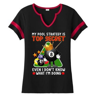 Funny Billiards Art For Men Women Billiards Pool Players Ladies Halftime Notch Neck Tee