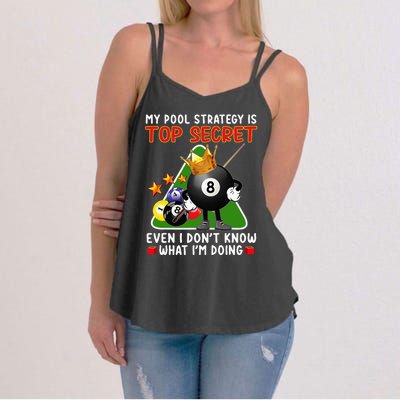 Funny Billiards Art For Men Women Billiards Pool Players Women's Strappy Tank