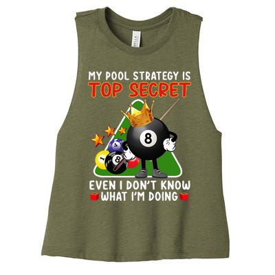 Funny Billiards Art For Men Women Billiards Pool Players Women's Racerback Cropped Tank