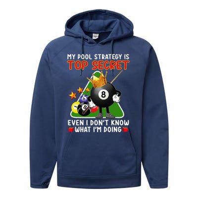 Funny Billiards Art For Men Women Billiards Pool Players Performance Fleece Hoodie