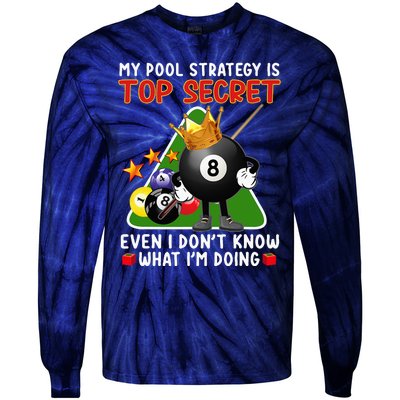 Funny Billiards Art For Men Women Billiards Pool Players Tie-Dye Long Sleeve Shirt