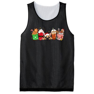 French Bulldog And Coffee Frenchie Mom Dad Xmas Christmas Mesh Reversible Basketball Jersey Tank