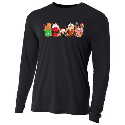 French Bulldog And Coffee Frenchie Mom Dad Xmas Christmas Cooling Performance Long Sleeve Crew