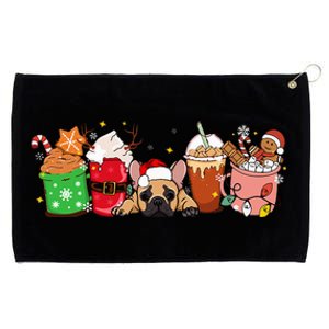 French Bulldog And Coffee Frenchie Mom Dad Xmas Christmas Grommeted Golf Towel