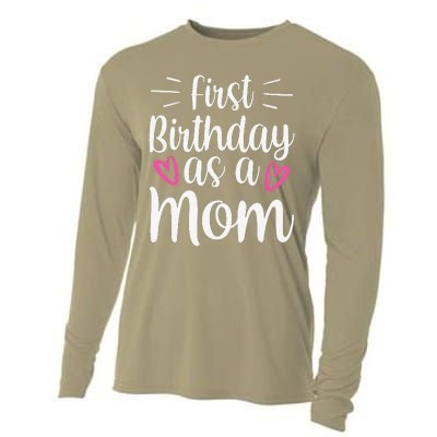 First Birthday As A Mom Mother Party Mommy Mama Mother's Day Cooling Performance Long Sleeve Crew