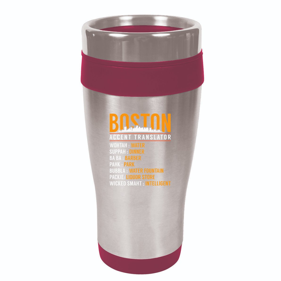 Funny Boston Accent Translator 16oz Travel Tumbler