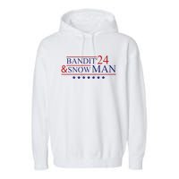 Funny Bandit And Snowman 2024 Election Cool Bandit & Snowman Garment-Dyed Fleece Hoodie