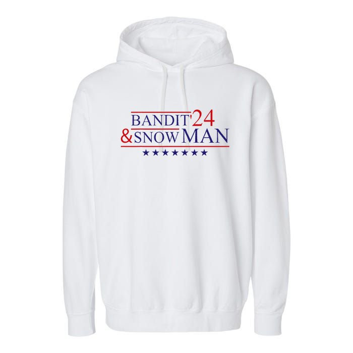 Funny Bandit And Snowman 2024 Election Cool Bandit & Snowman Garment-Dyed Fleece Hoodie