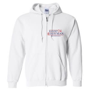 Funny Bandit And Snowman 2024 Election Cool Bandit & Snowman Full Zip Hoodie