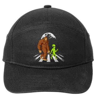 Funny Bigfoot Alien Moon Sasquatch Ufo Space 7-Panel Snapback Hat