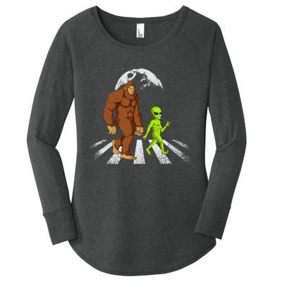 Funny Bigfoot Alien Moon Sasquatch Ufo Space Women's Perfect Tri Tunic Long Sleeve Shirt