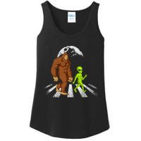 Funny Bigfoot Alien Moon Sasquatch Ufo Space Ladies Essential Tank