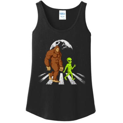 Funny Bigfoot Alien Moon Sasquatch Ufo Space Ladies Essential Tank