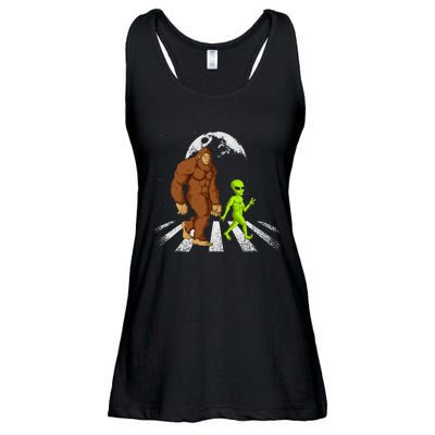 Funny Bigfoot Alien Moon Sasquatch Ufo Space Ladies Essential Flowy Tank