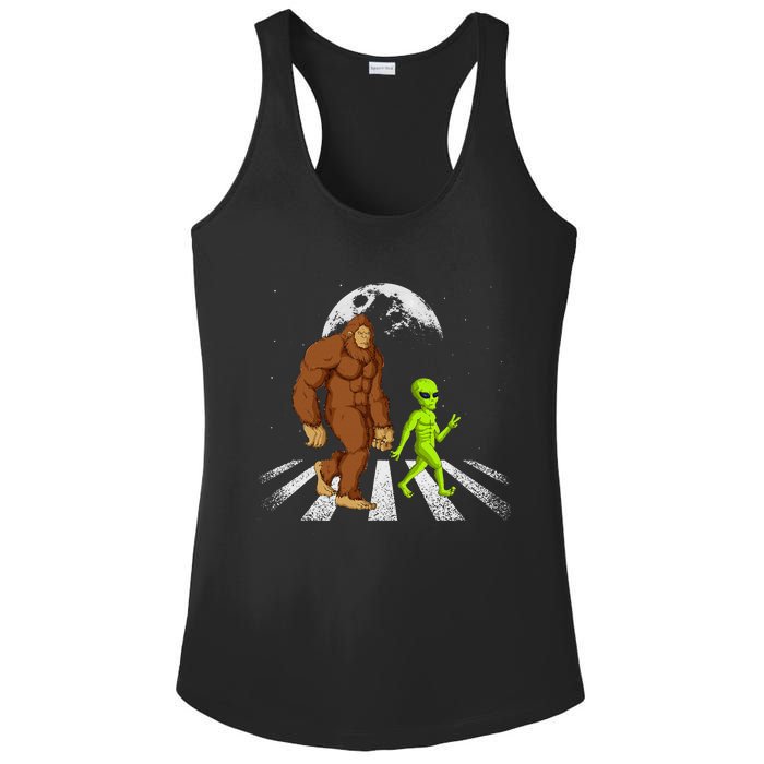 Funny Bigfoot Alien Moon Sasquatch Ufo Space Ladies PosiCharge Competitor Racerback Tank