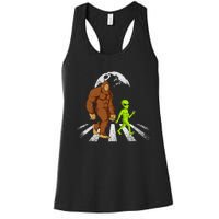 Funny Bigfoot Alien Moon Sasquatch Ufo Space Women's Racerback Tank