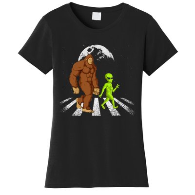 Funny Bigfoot Alien Moon Sasquatch Ufo Space Women's T-Shirt