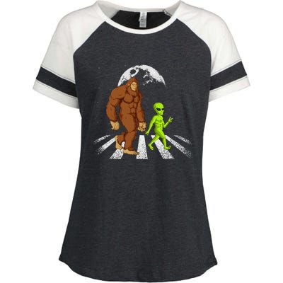 Funny Bigfoot Alien Moon Sasquatch Ufo Space Enza Ladies Jersey Colorblock Tee