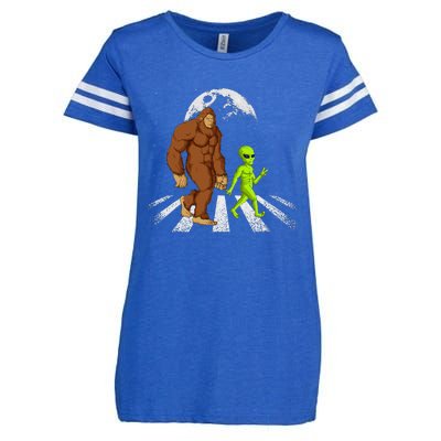 Funny Bigfoot Alien Moon Sasquatch Ufo Space Enza Ladies Jersey Football T-Shirt