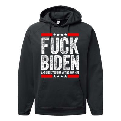 Fuck Biden And You For Voting For Him Political Gift Performance Fleece Hoodie