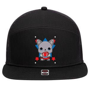 French Bulldog Anime Dog Veterans Day Meaningful Gift 7 Panel Mesh Trucker Snapback Hat