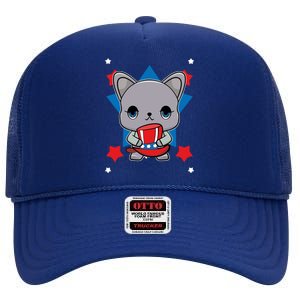 French Bulldog Anime Dog Veterans Day Meaningful Gift High Crown Mesh Back Trucker Hat