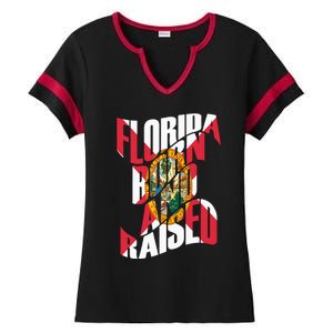 Florida Born And Raised Florida Flag Ladies Halftime Notch Neck Tee