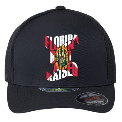 Florida Born And Raised Florida Flag Flexfit Unipanel Trucker Cap