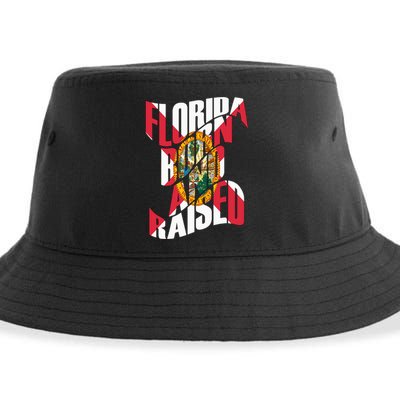 Florida Born And Raised Florida Flag Sustainable Bucket Hat