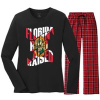 Florida Born And Raised Florida Flag Women's Long Sleeve Flannel Pajama Set 