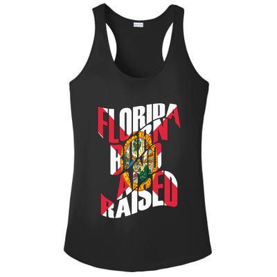 Florida Born And Raised Florida Flag Ladies PosiCharge Competitor Racerback Tank