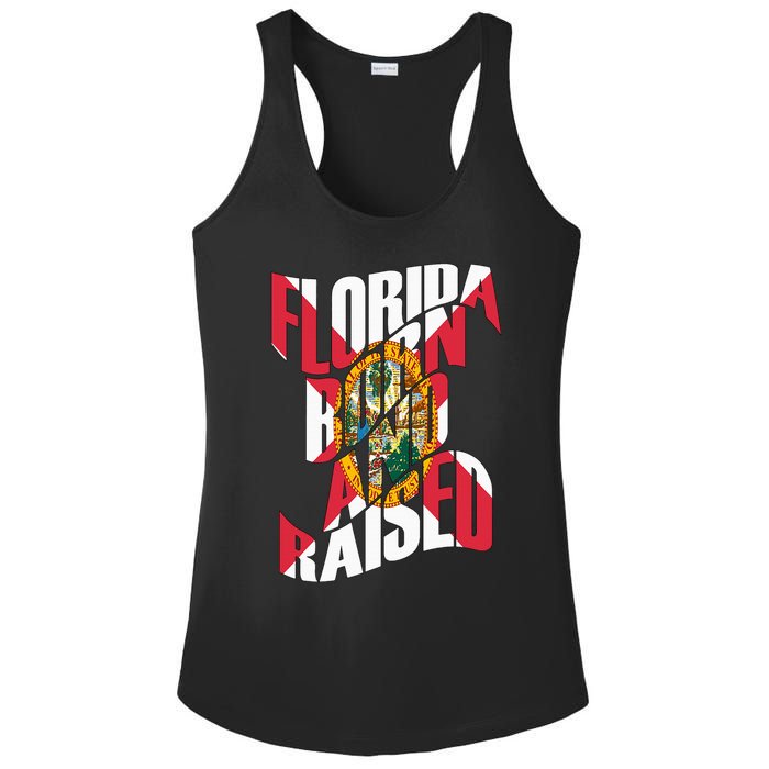 Florida Born And Raised Florida Flag Ladies PosiCharge Competitor Racerback Tank