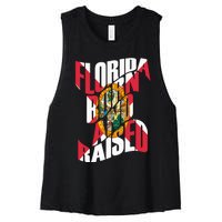 Florida Born And Raised Florida Flag Women's Racerback Cropped Tank