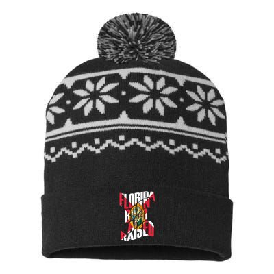 Florida Born And Raised Florida Flag USA-Made Snowflake Beanie