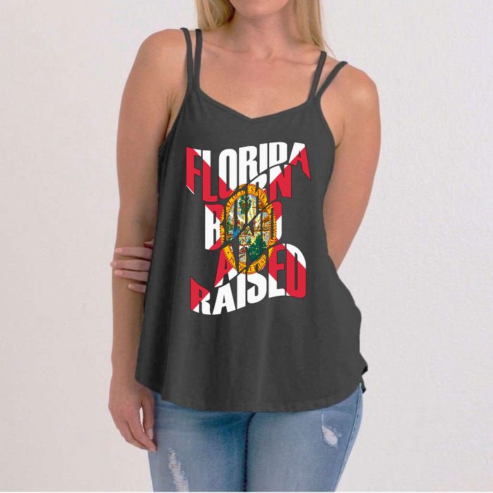 Florida Born And Raised Florida Flag Women's Strappy Tank