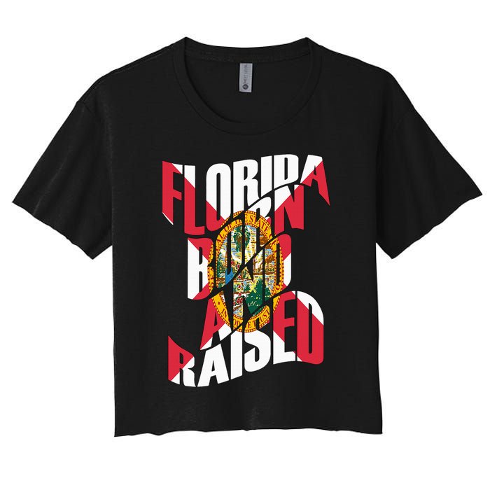 Florida Born And Raised Florida Flag Women's Crop Top Tee