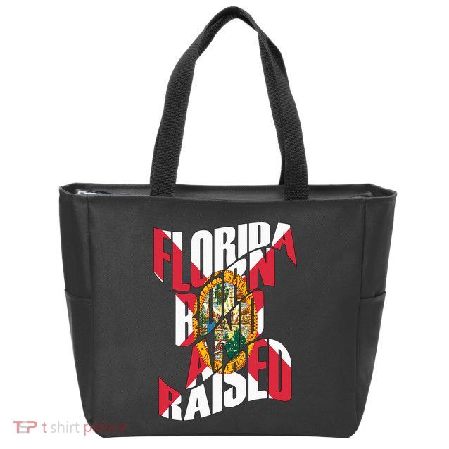 Florida Born And Raised Florida Flag Zip Tote Bag