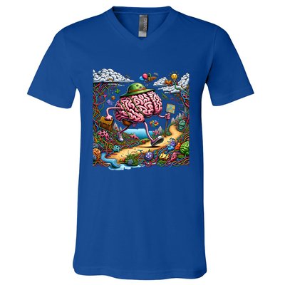 Funny Brain Adventure AlzheimerS For Patient And Caregivers Great Gift V-Neck T-Shirt