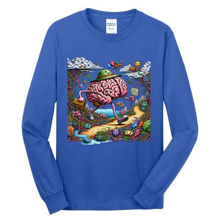 Funny Brain Adventure AlzheimerS For Patient And Caregivers Great Gift Tall Long Sleeve T-Shirt