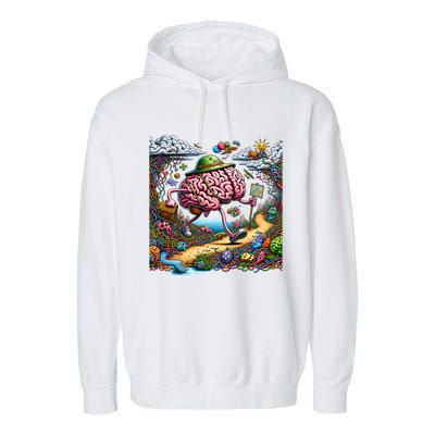 Funny Brain Adventure AlzheimerS For Patient And Caregivers Great Gift Garment-Dyed Fleece Hoodie