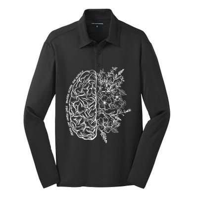 Floral Brain Anatomy Nurse Nursing Anatomical Neurosurgery Gift Silk Touch Performance Long Sleeve Polo