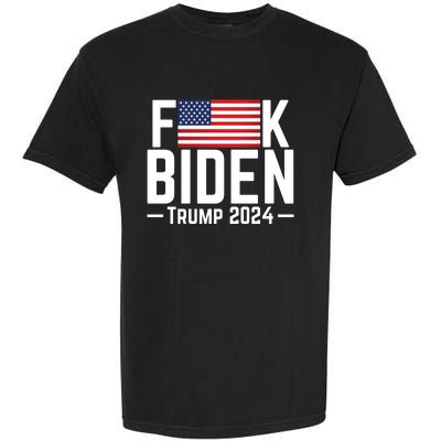 Fuck Biden American Flag Trump 2024 Shirt Garment-Dyed Heavyweight T-Shirt