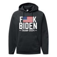 Fuck Biden American Flag Trump 2024 Shirt Performance Fleece Hoodie