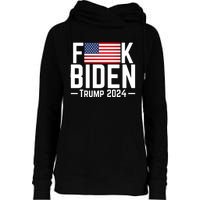 Fuck Biden American Flag Trump 2024 Shirt Womens Funnel Neck Pullover Hood