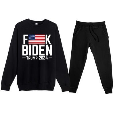 Fuck Biden American Flag Trump 2024 Shirt Premium Crewneck Sweatsuit Set